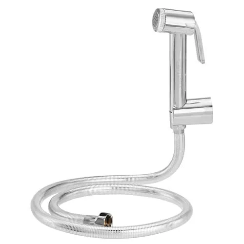 Amazon Basics Health Faucet with 1.5 m Easy Flex Tube and Hooks, Polished ABS, Chrome Finish at ₹252