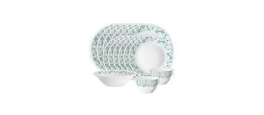 Larah by Borosil 19 Pieces Stardust Opalware Dinner Set for Family of 6 at ₹749