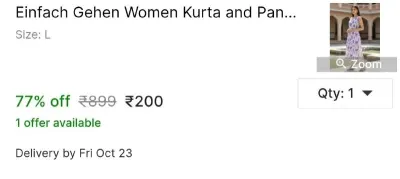 Einfach Gehen Women Kurta and Pant Set at ₹200
