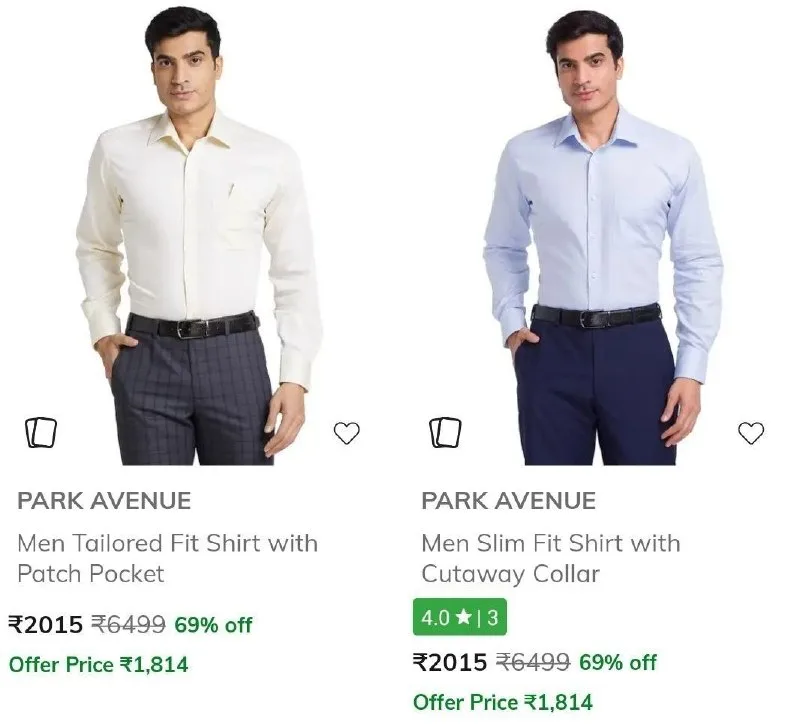 Min. 65% Off On Raymond, Park Avenue & Parx Clothing