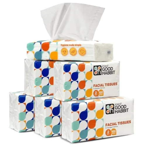 IMECO Good Habbit 2 Ply Facial Tissue 600 Pulls | 100 pulls x 6 Packs | Face Tissue Napkins | 100% Virgin Pulp | Skin Friendly & Highly Abso at ₹95