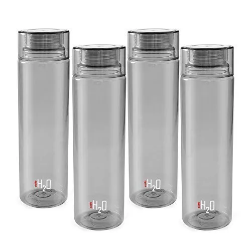 Cello Plastic H2O Unbreakable Premium Edition Bottle, 1 L, Grey - Set of 4 at ₹362