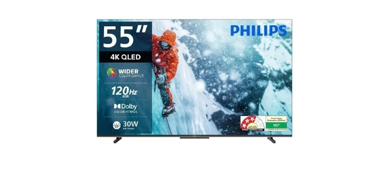 PHILIPS 139 cm (55 inches) 8100 Series 4K Ultra HD Smart QLED Google TV 55PQT8100/94 at ₹37,999
