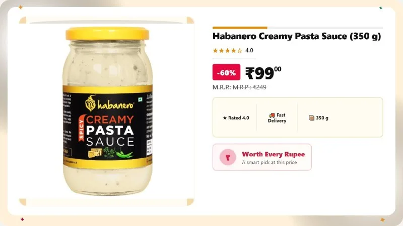 Habanero Creamy Pasta Sauce, 350g at ₹99