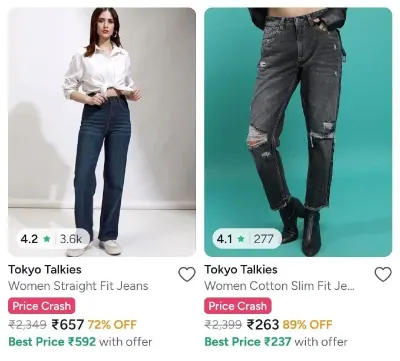 Upto 79% Off on Womens Jeans Below Rs.699