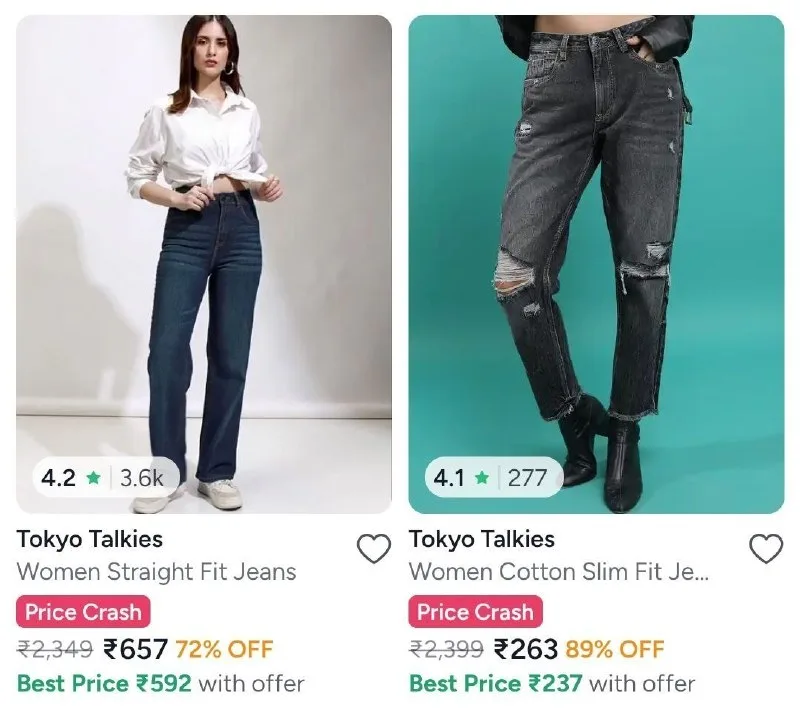 Upto 79% Off on Womens Jeans Below Rs.699