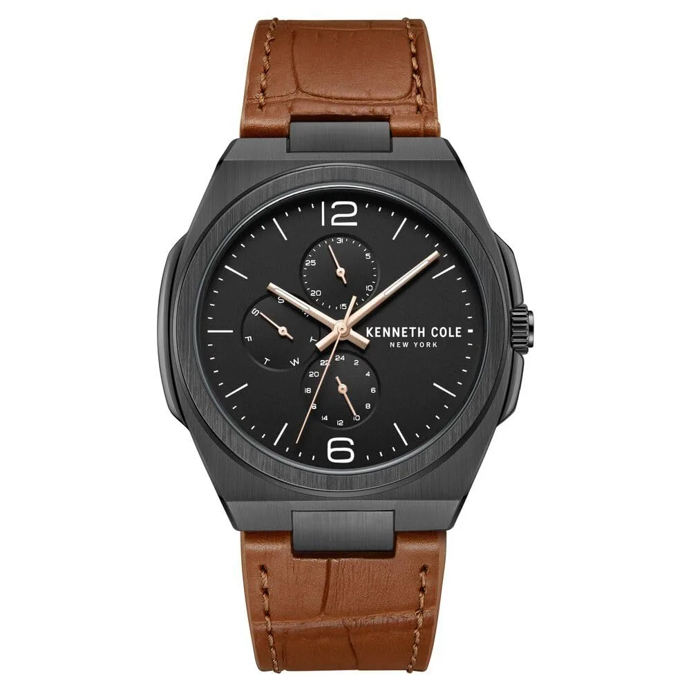 Kenneth Cole Quartz Multifunction Leather Strap Watch at ₹6,679