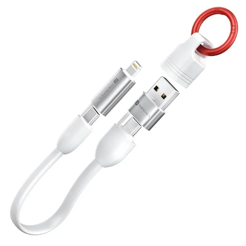 Portronics Keylink 4 in 1 Multifunctional Fast Charging Cable With In Built KeyChain, 25cm Length at ₹268