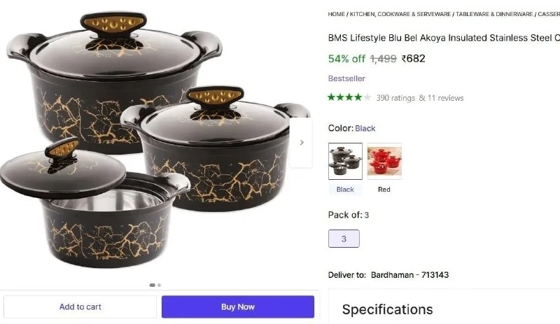 Pack of 3 Thermoware Casserole Set at ₹682