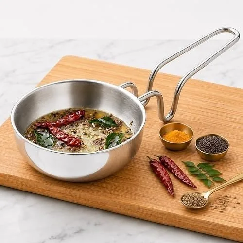 SOLARA Triply Stainless Steel Tadka Pan, 12 cm, Tri-Ply Heav at ₹648