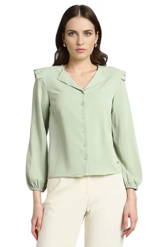 Van Heusen Women Polyester Regular Fit Solid Full Sleeve Cas at ₹349