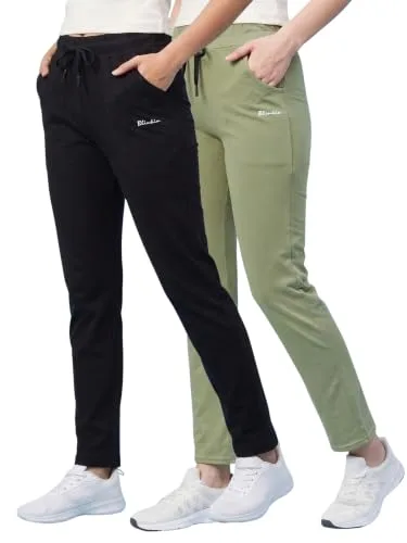 BLINKIN Women's Cotton Rich Track Pants & Pyjama Combo (Pack of 2) | Relaxed Fit Night Pants, Lower & Lounge Pajama for Woman with Side Pock at ₹537
