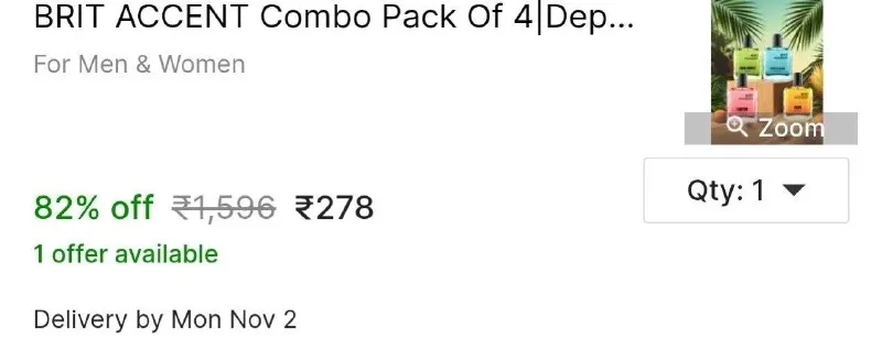BRIT ACCENT Combo Pack Of 4|Depth Of Ocean-Dune--Canyon|Parfum|Long-Lasting| Eau de Toilette at ₹278