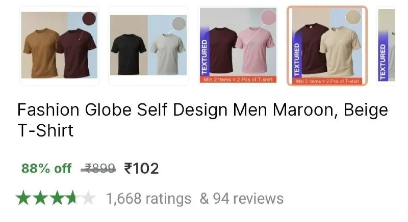 Self Design T-Shirt at ₹102