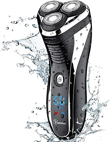 Hatteker Men's USB Rechargeable Electric Shaver Cordless Rotary Wet and Dry Beard Pop-Trimmer, Black at ₹1,499