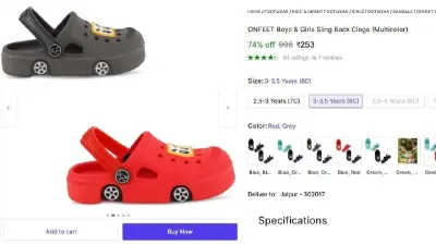 Boys & Girls Sling Back Clogs, 2 Pairs at ₹253