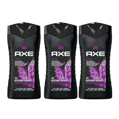 AXE Excite 3-in-1 Body, Face & Hair Wash | Crisp Coconut & Black Pepper Scent | 12H Refreshing Fragrance |Combo of 3| 250 ml Each at ₹286
