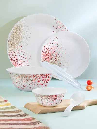 Larah by Borosil 44 Pieces Jupiter Series Opalware Microwave & Dishwasher Safe Dinner Set at ₹1,747