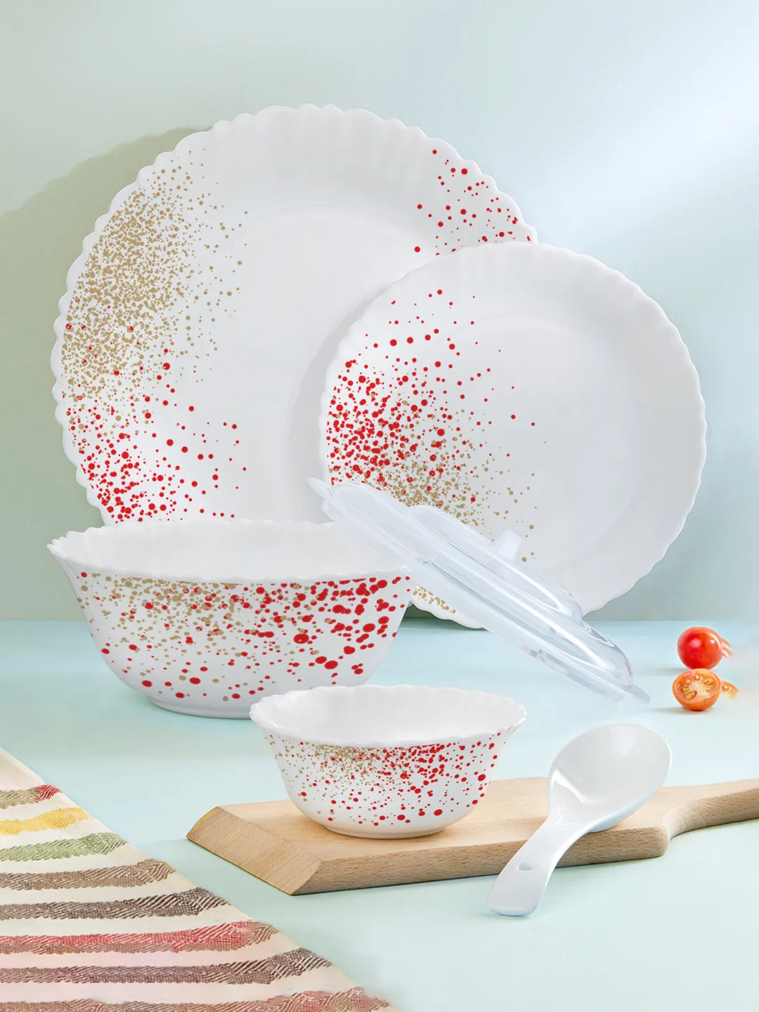 Larah by Borosil 44 Pieces Jupiter Series Opalware Microwave & Dishwasher Safe Dinner Set at ₹1,747