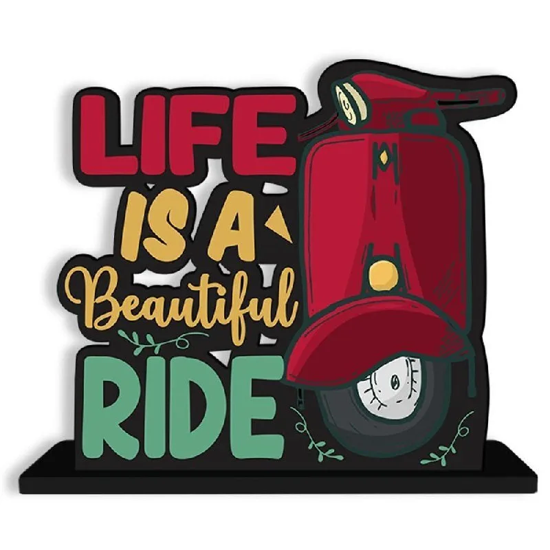 Artvibes Wooden Idols and Figurine Life is A Beautiful Ride Quotes Table Decor at ₹211
