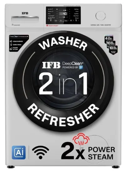 IFB 7 Kg 5 Star, 9 Swirl Wash, Steam Refresh, Eco Inverter Motor, WiFi Enabled, DeepClean® Ai Powered Fully Automatic Front Load Washing Mac at ₹30,29