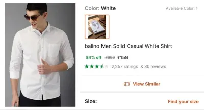 Men Solid Casual White Shirt at ₹159