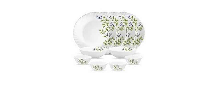Novo By La Opala Opalware Dinner Set 10 Pcs, Family of 4, Lush Greens at ₹699