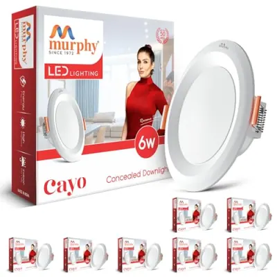 Murphy Cayo 6W LED Downlight for Ceiling | Warm White Round Light | Inbuilt Driver | Suited for 3 inch Junction Box | 600 Lumens | BIS Appro at ₹597