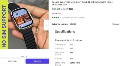 T800 Ultra Smart Watch at ₹363