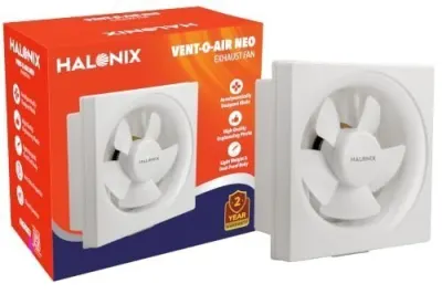 Halonix 200mm (8 Inch) Vent-O-Air Neo Exhaust Fan, Black, High Air Delivery, Low Noise, Bathroom & Kitchen Ventilation, 2-Year Warranty at ₹1,349