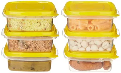 Solimo Plastic Kitchen Storage Containers, Set of 6 (600 ml Each) at ₹284
