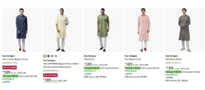 MEN'S KURTA at ₹189