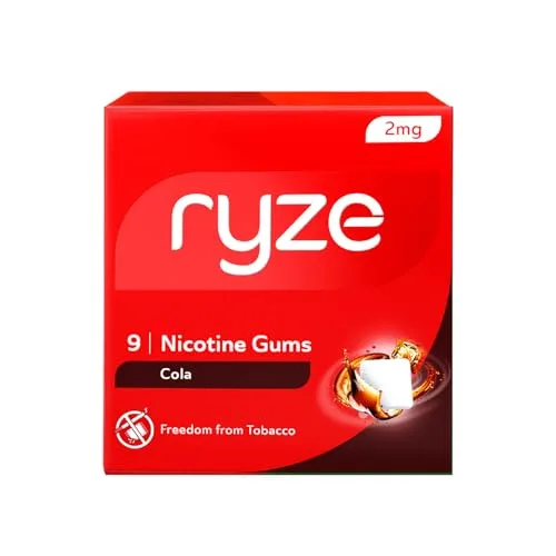 RYZE Nicotine Gum 2mg | 2mg Cola Nicotine Gum | Pack of 10 (90 gums) | Easy on Throat | FDA Approved | Sugar Free | Teeth Whitening Properti at ₹588