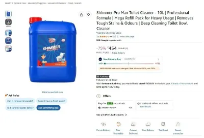 Shimmer Pro Max Toilet Cleaner - 10L | Professional Formula at ₹454