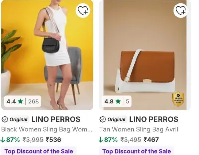 Upto 86% Off On Lino Perros & Caprese Handbags Starting From Rs.467
