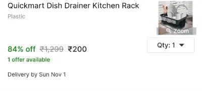Quickmart Dish Drainer Kitchen Rack at ₹200