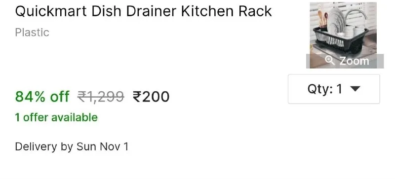 Quickmart Dish Drainer Kitchen Rack at ₹200