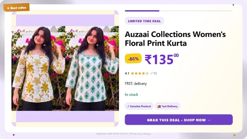 Women's Floral Print Kurta at ₹135