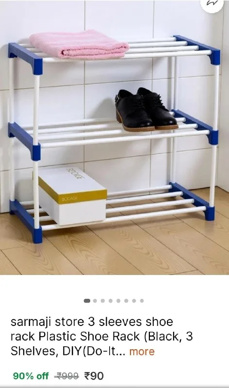sarmaji store 3 sleeves shoe rack Plastic Shoe Rack on Flipkart at ₹90