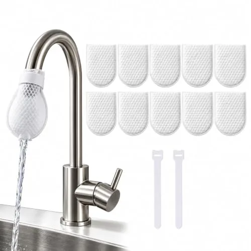 Disposable White Mesh Faucet Filter Covers with Securing Straps – 10 pcs at ₹95