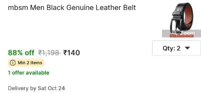 140 : Take a look at this mbsm Men Black Genuine Leather Belt on Flipkart