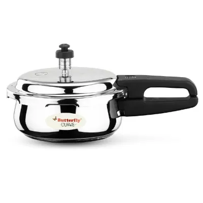 Butterfly Curve 2 Litres Stainless Steel Outer Lid Pressure Cooker | TRIPLY Base at ₹1,399