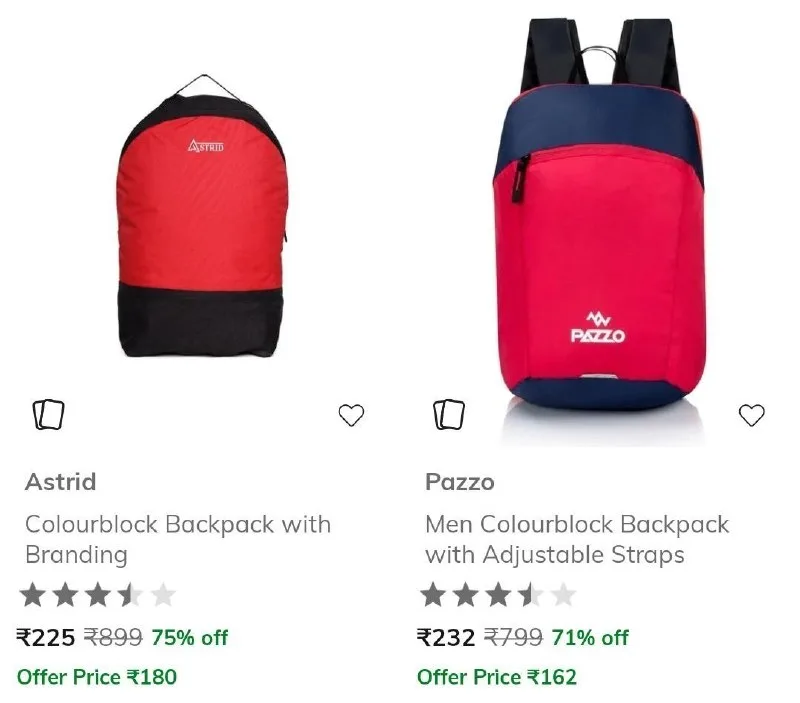 Branded Backpacks from ₹225