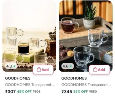Set of 6 Cups at ₹214