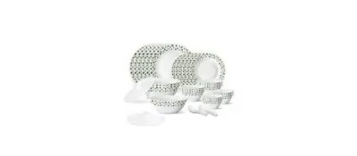 Larah by Borosil 35 Pieces Sage Opalware Dinner Set for Family of 6 at ₹1,399