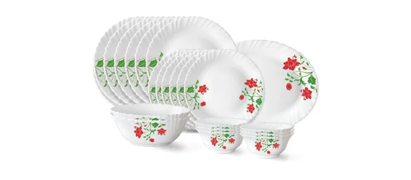 Larah by Borosil Hazel Fluted Series Opalware Dinner Set | 2 at ₹1,264