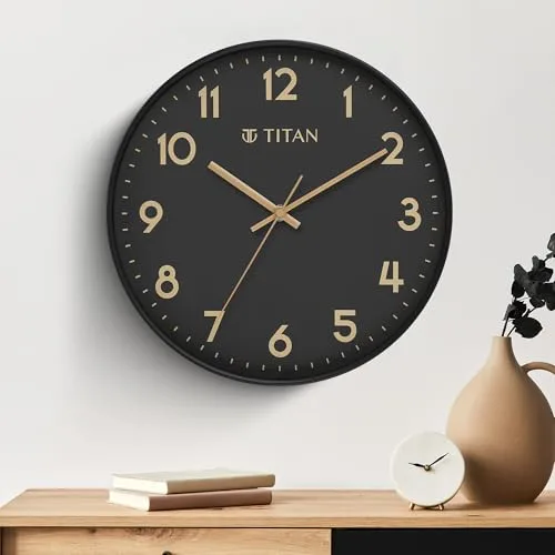 Titan Essence Classic Wall Clock with Black Dial & Case, Sil at ₹995