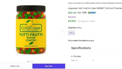 Tutti Frutti, 500gm at ₹121