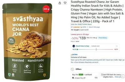 Svasthyaa Roasted Chana Jor Garam Healthy Snack for Kids & Adults at ₹139
