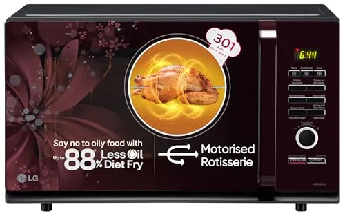 LG 32 L Convection Microwave Oven (MC3286BRUM, Black, 360° Motorised Rotisserie for Bar-be-queing, 301 Auto Cook Menu, Stainless steel at ₹16,040